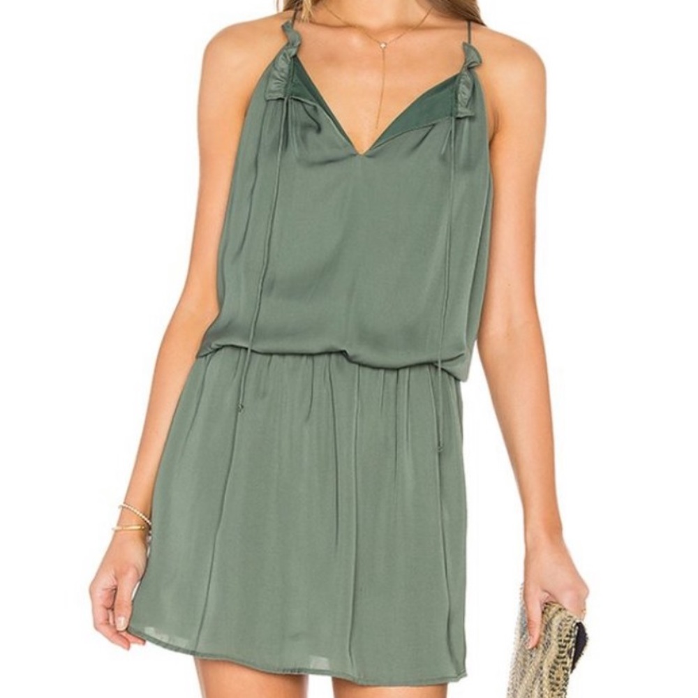 BB Dakota Satin Olive Green Mini Dress